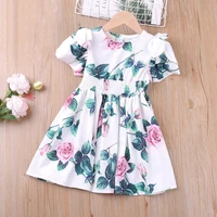 summer dresses 2021 new party dress flower pattern bowknot decoration dress for girls kid clothes girl clothing