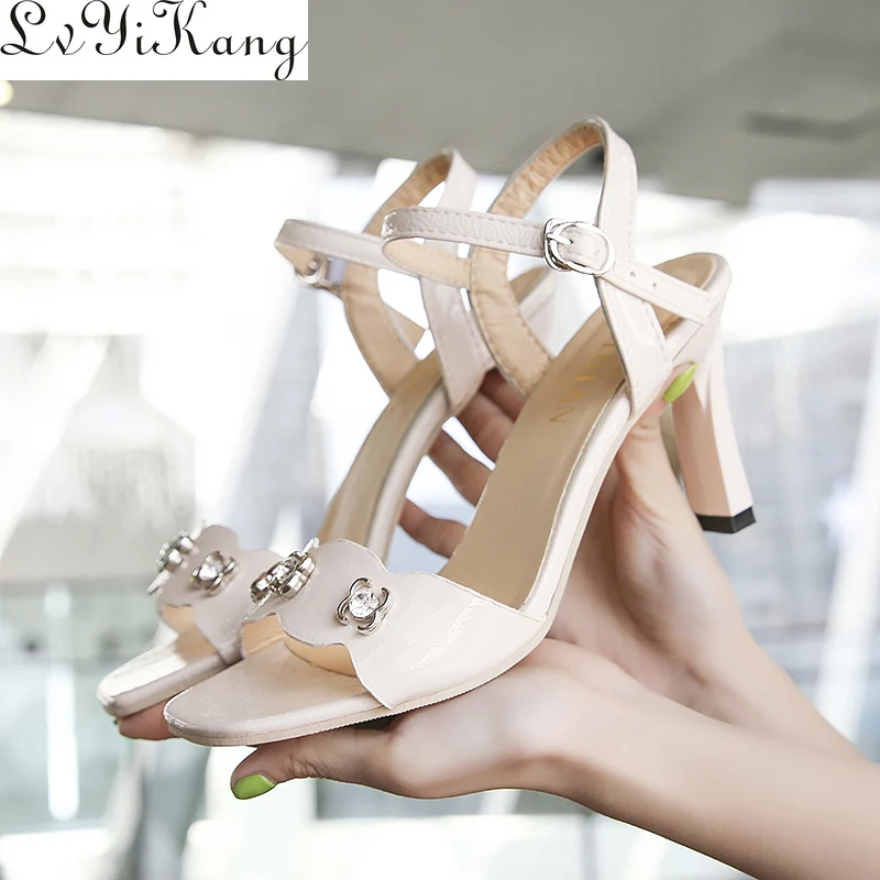 Женские Летние босоножки на высоком каблуке с ремешком щиколотке | Обувь