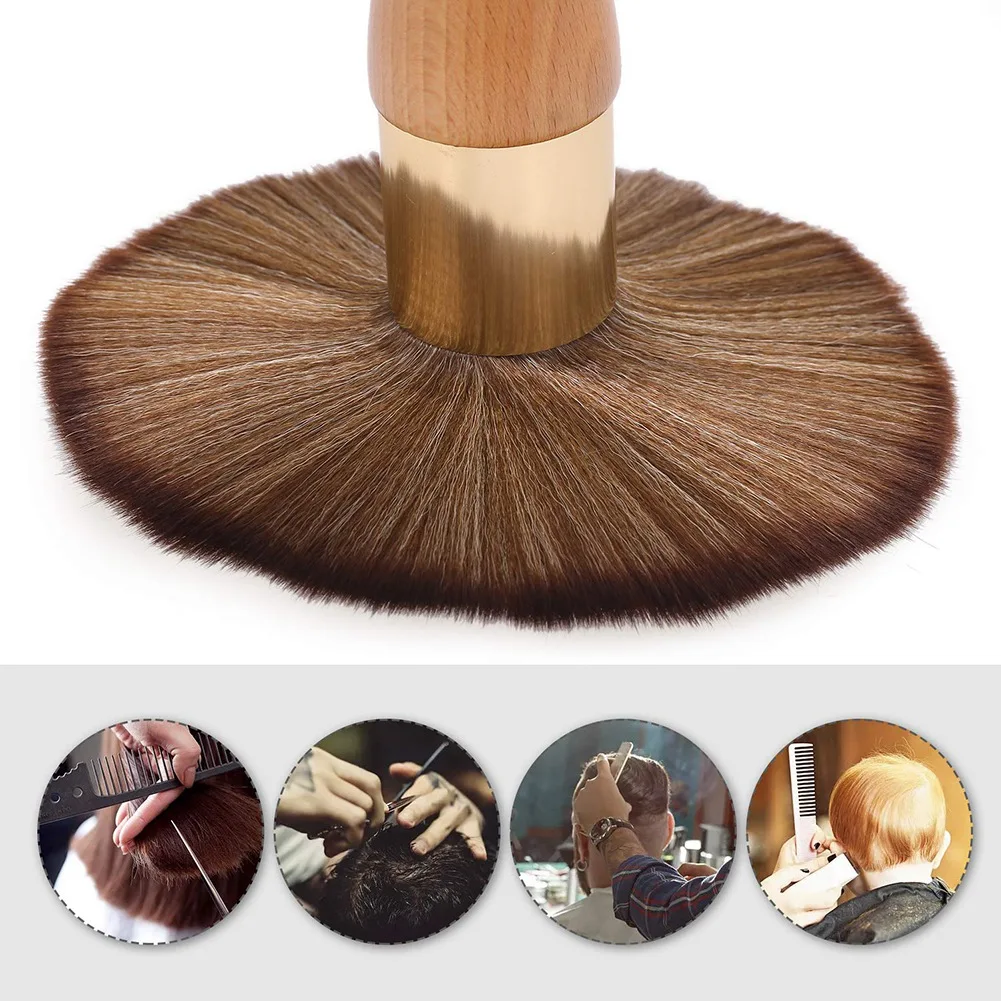 

Neck Duster Brush, Large Wooden Handle Soft Bristles Neck Hair Brush Face Cleaning Hairbrush Hair Cutting Tools