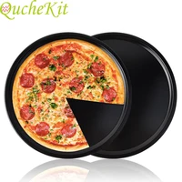12 13inch Pizza Plate Round Deep Dish Pizza Pan Tray Carbon Steel Non-stick Baking Mold Kitchen Baking Tools Cooking Accessories