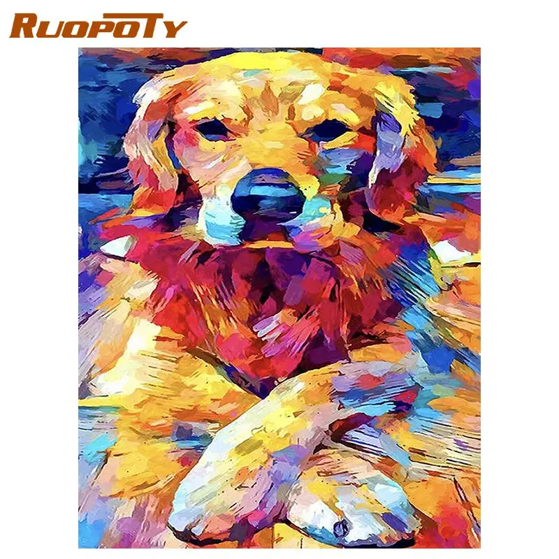 

RUOPOTY Diamond Painting Dog Full Square Diamond Embroidery Animal Cross Stitch Diamond Mosaic Handicraft Sale Decor For Home