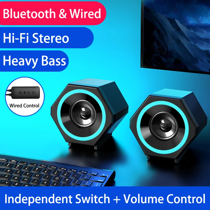 

USB Wired Desktop Combination Bluetooth Speakers Computer Speakers Bass Stereo Music Player Subwoofer Sound Box For PC Phones
