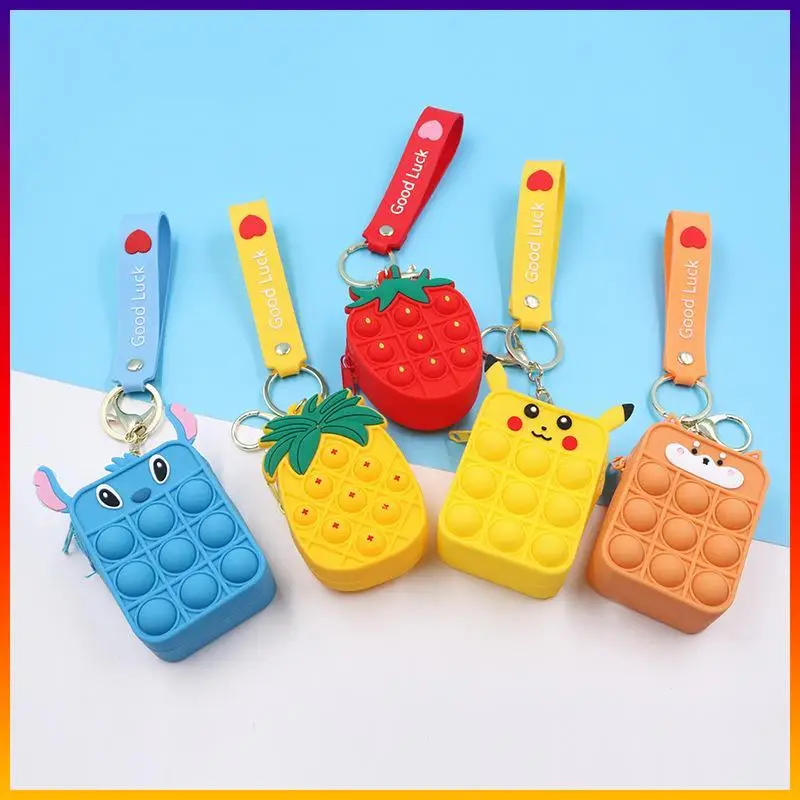 

New Popit Mini Money Wallet Fingertip Toys Push Bubble Popite Pendant Bag Hot Sale Adult Decompression Toys Children Anti-Stress