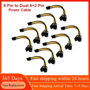 10pcs 8 pin pci express to dual pcie 62 pin power cable motherboard graphics card pci e gpu mining power data cable splitter free global shipping