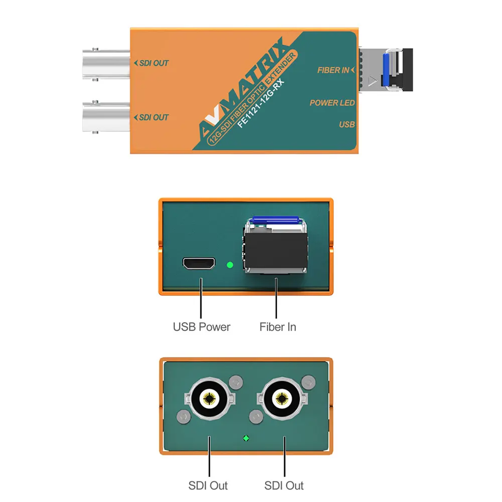 AVMATRIX FE1121-12G Fiber Optic Extender 10km 12G/6G/3G-SDI Input & loopout on Transmitter Dual 12G-SDI outputs Receiver | Электроника