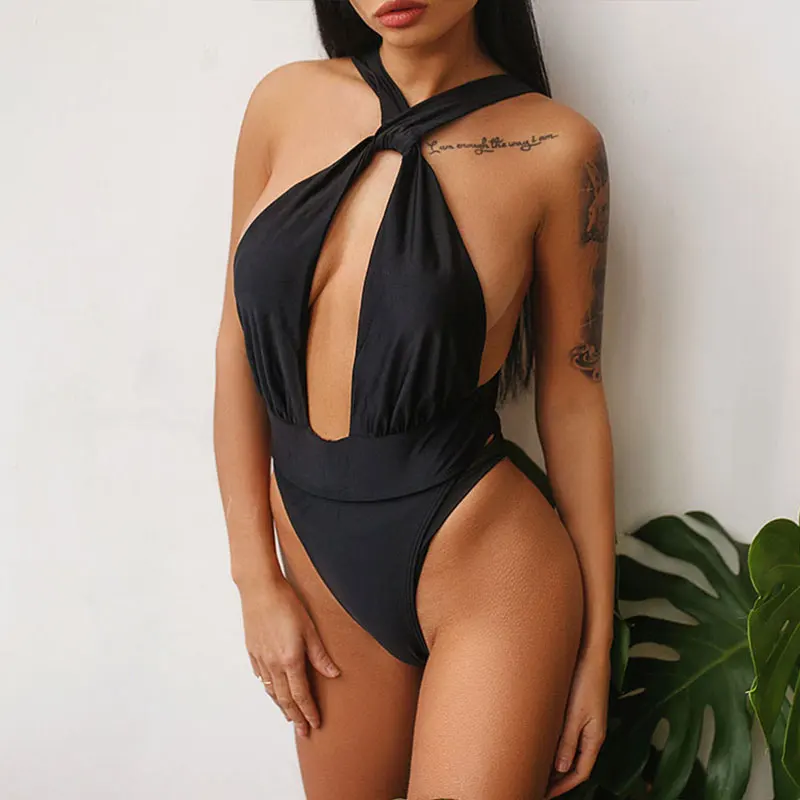 В-х сексуальный слитный купальник на одно плечо одна деталь выдалбливают