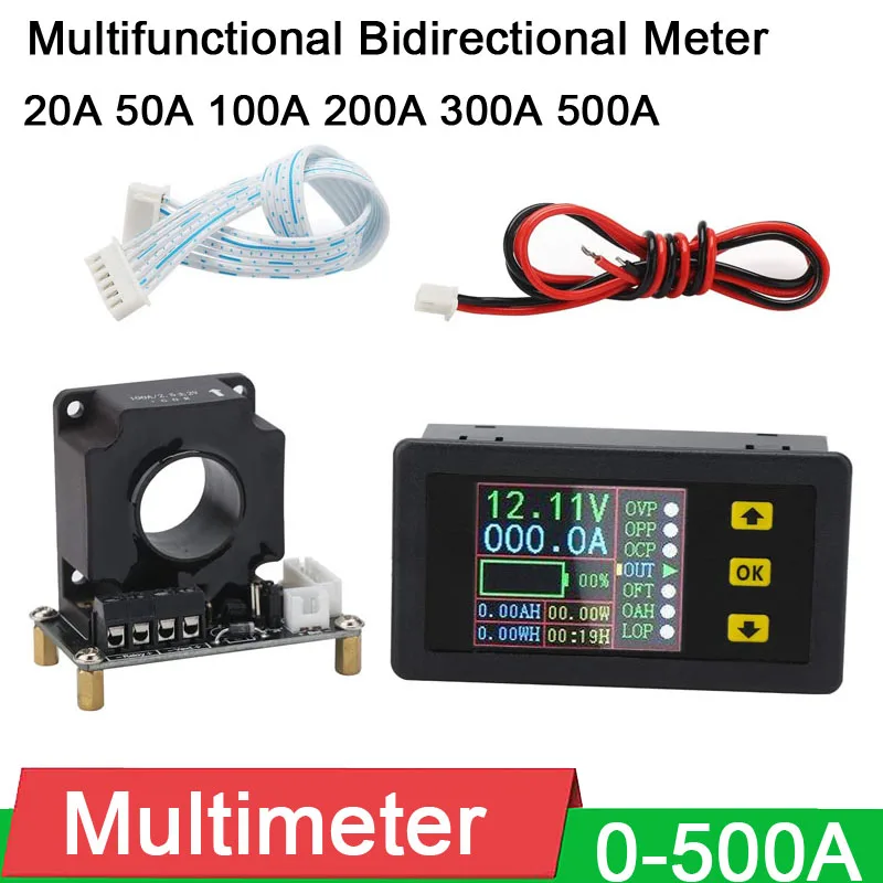 Монитор выгрузки заряда литиевой батареи DC 90V 50A 100A 200A 500A Амперметр Вольтметр