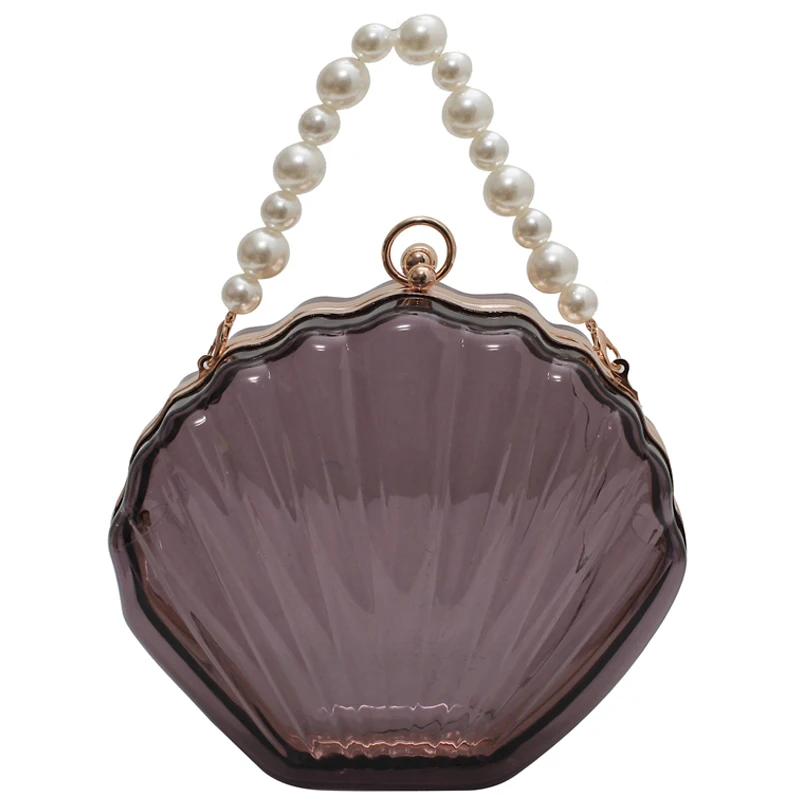 

Transparent Acrylic Tote Shell bag 2021 Fashion New High quality PVC Women's Designer Handbag Pearl strap Shoulder Messenger Bag