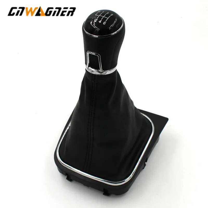 Ручка переключения передач 5 скоростей 6 с кожаным чехлом для Golf Mk5 2004 2005 2006 2007 2008