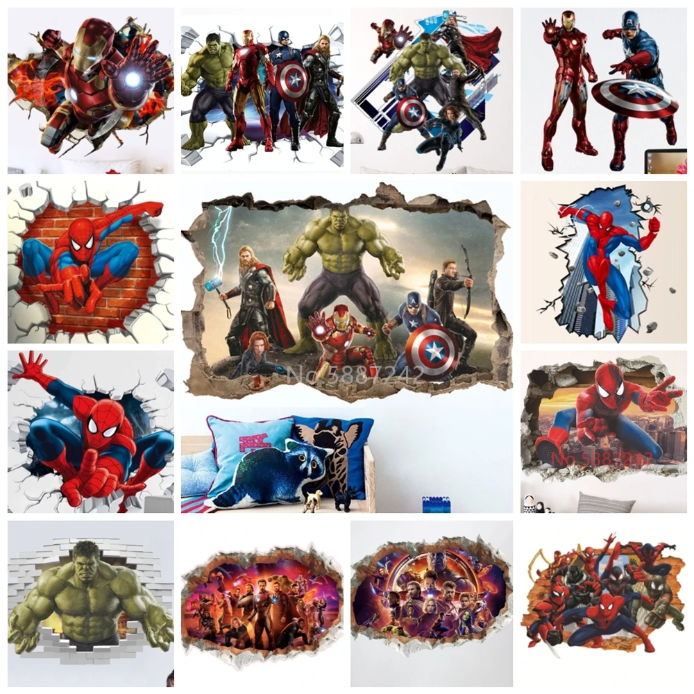 Man Wall Stickers For Kids Room Child Bedroom Hulk Boys Wallpaper Home Decor Panels Poster Nursery Mural