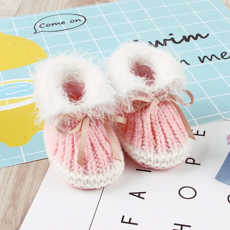 Новинка Лидер продаж милые вязаные ботинки для малышей обувь маленьких девочек и
