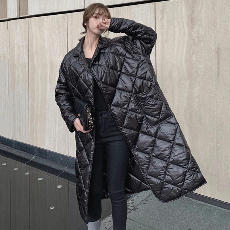 2020 Женская клетчатая длинная пуховая куртка женская теплая хлопковая парка