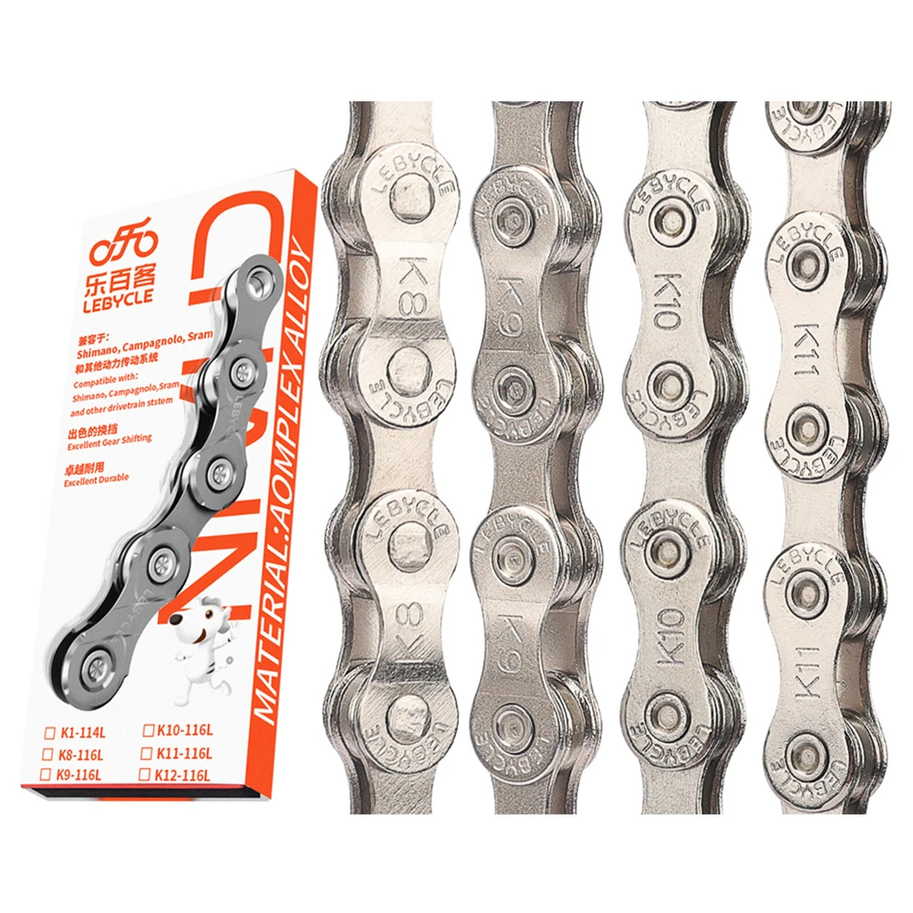 

Lebycle 6/7/8S/9S/10S/11S Bicycle Chain Silver Half Hollow Bike Chain 116L MTB Chain Road Bicycle Variable Speed Chains