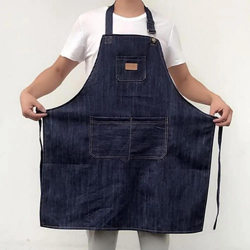 

Adults Apron Adjustable Housekeeping Denim Apron with Pocket Cooking Accessories for Women Men Useful 2021