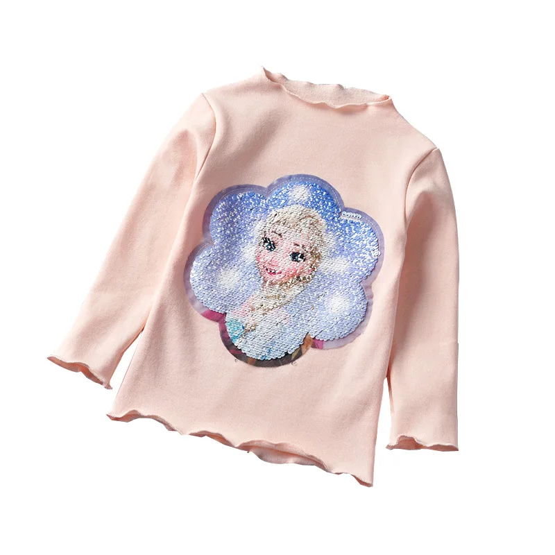 Модная одежда для девочек Осенняя рубашка принцессы со льдом футболка с длинным