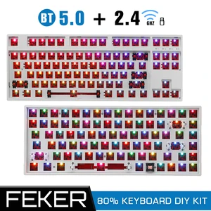 feker 8487keys hotswap diy keyboard kit wireless bluetooth 2 4g type c 35pin rgb backlit mechanical keyboard customized kit free global shipping