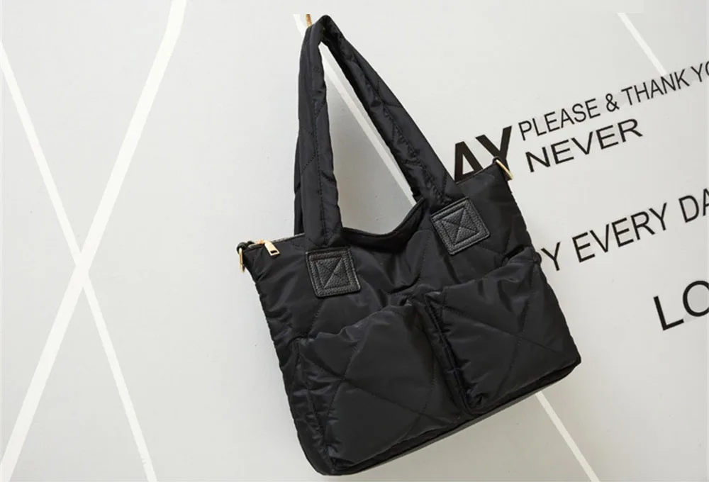 New Simple Ladies Shoulder Bag Solid Color Space Cotton Wild Mummy Bag Oxford Cloth Camouflage Printing Large Capacity Handbags