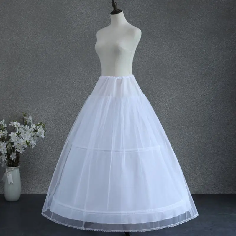 

Women White Wedding Petticoat 2 Hoop Double Layer Bridal Crinolines with Tulle Netting Underskirt Half Slips for Ball Gown Dress