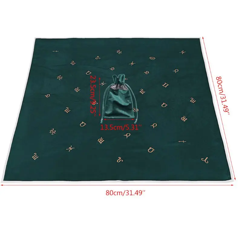 

Tarot Tablecloth with Cards Bag Constellation Embroidered Divination Astrology Velvet Altar Tarot Cloth
