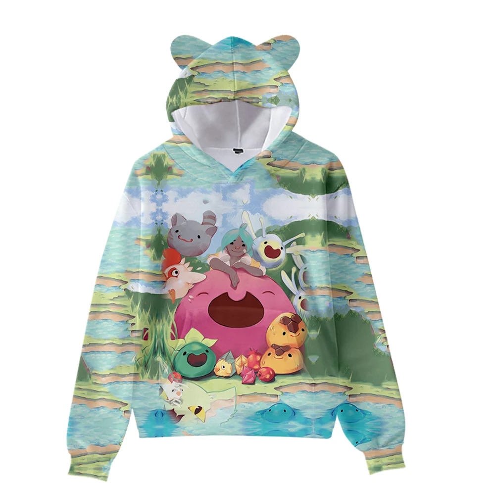 Толстовка с капюшоном в стиле аниме слайм-Ранчер пуловер 3D кошачьими ушками