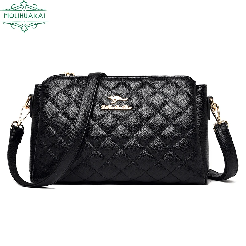 

Hot Sale PU Leather Messenger Bag Ladies Diamond Pattern Designer Bag 2021 New Series Fashion Shopping Bag Shoulder Bag Main Sac