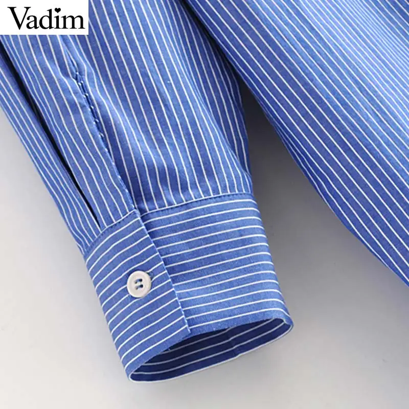 Vadim women stylish ruffled collar striped blouse oversized long sleeve shirt female fashion loose style tops LB428 |