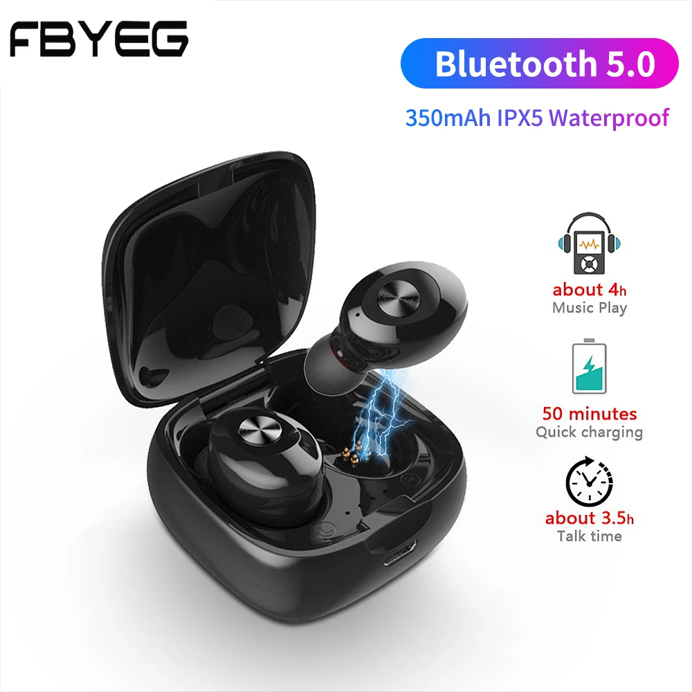 FBYEG Bluetooth 5,0 беспроводные стерео наушники HIFI Звук Спортивная гарнитура громкой связи игровые Вкладные наушники с микрофоном для телефона
