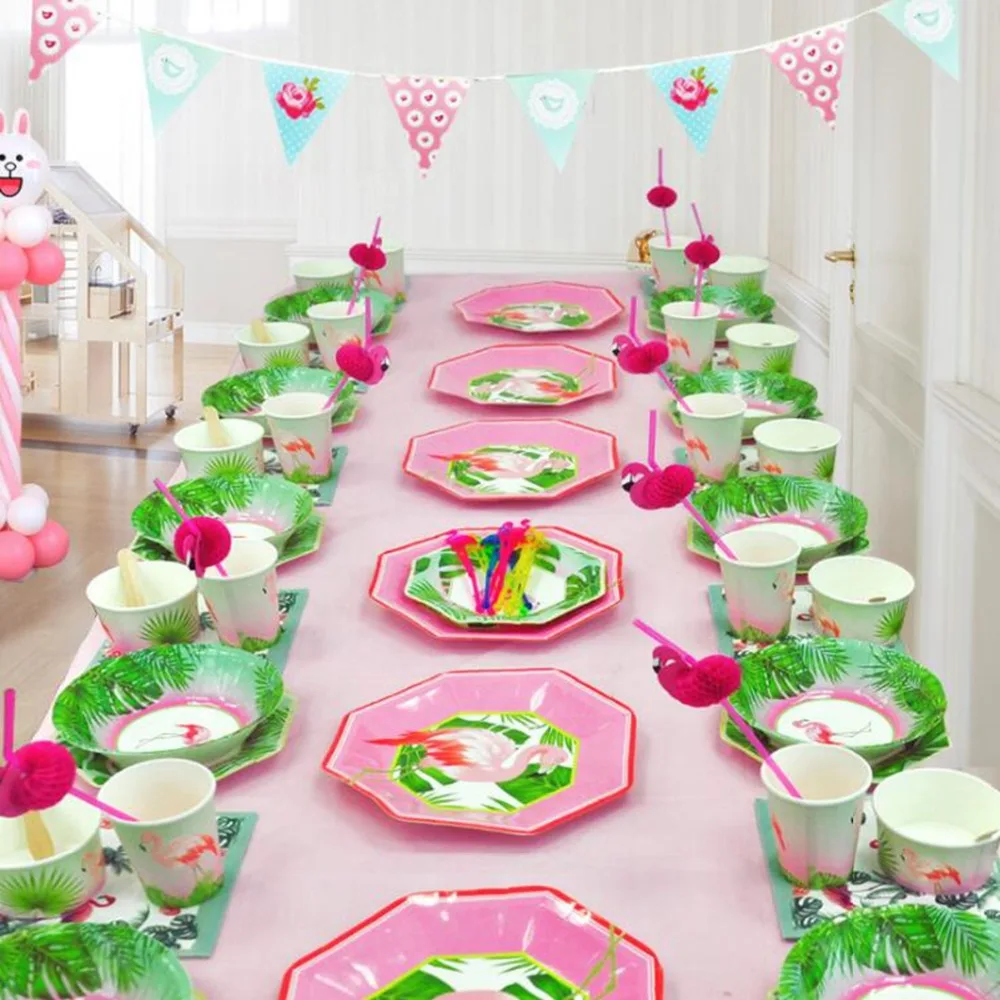 Фламинго украшения вечерние поставки счастлив День рождения Дети одноразовая