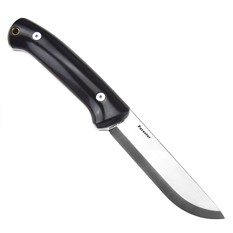 Нож HARNDS Forester Bush Craft Sandvik 14C28N с фиксированным лезвием рукоятка из черного дерева G10