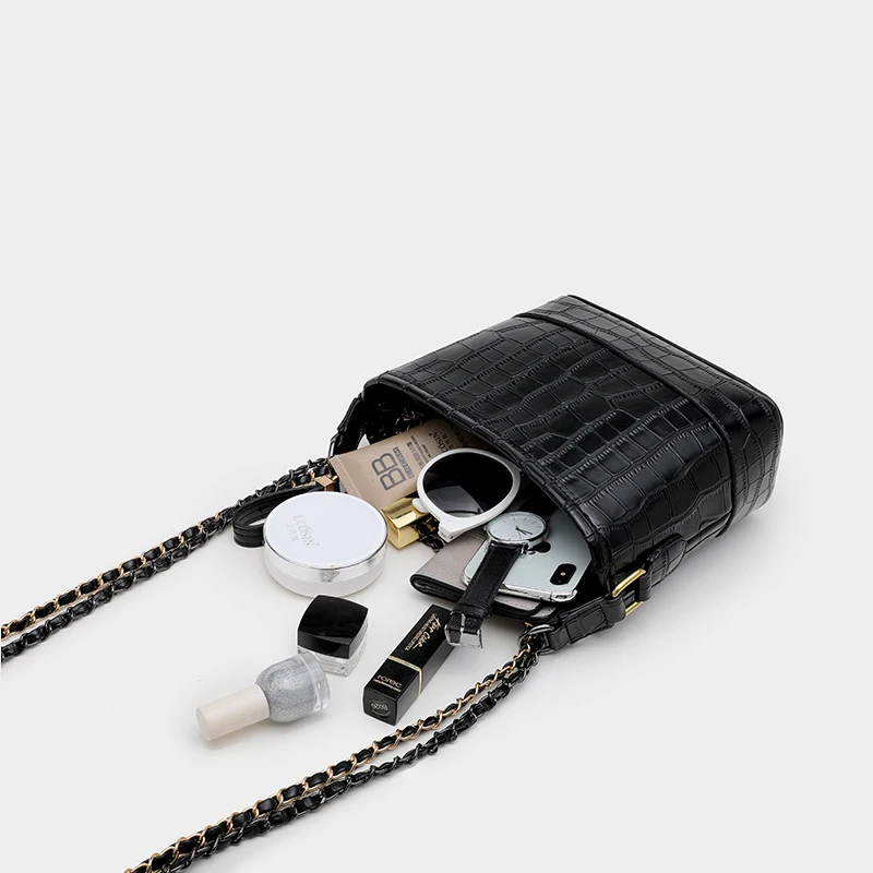 

Famous Design Pu Leather Fashion Women Crossbody Bags Shopping Female Handbags Crocodile Bucket bag Luxury Purse Shoulder Bags
