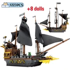 Конструктор City Technica Пираты Карибского моря, пиратский корабль, черный жемчуг, лодка, остров, причал, игрушки для детей