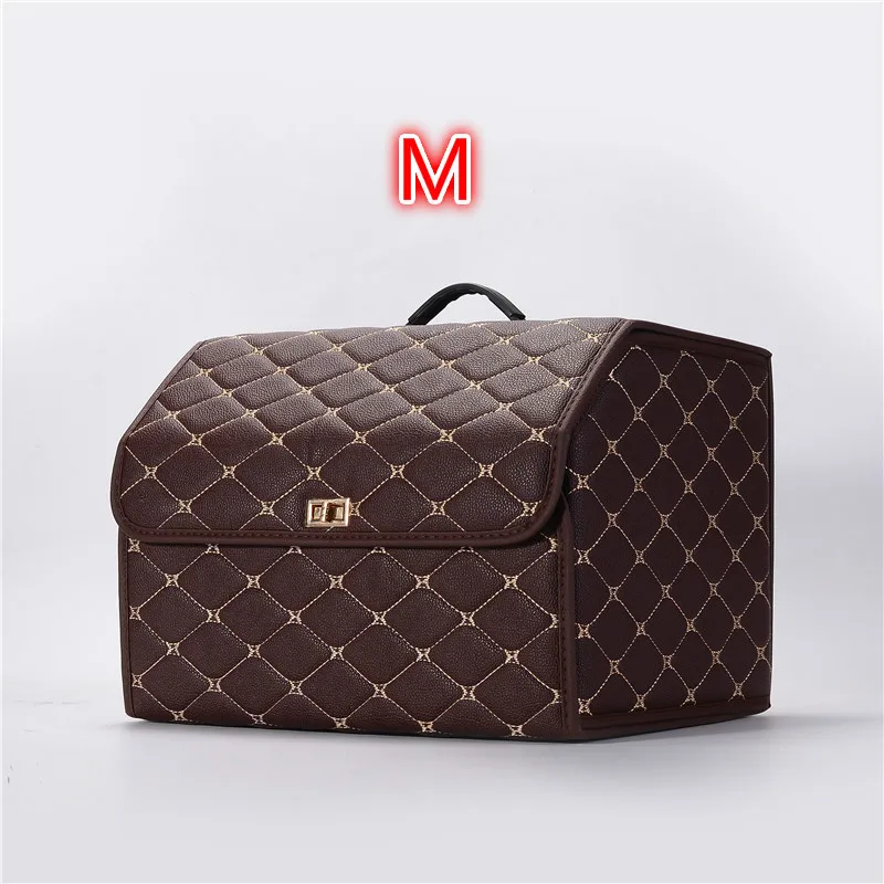 Brown M Коробка для хранения БАГАЖНИКА АВТОМОБИЛЯ, органайзер для багажа, украшение для салона автомобиля, кожаная универсальная модель, автомобильные аксессуары Herm - Название цвета: Brown M