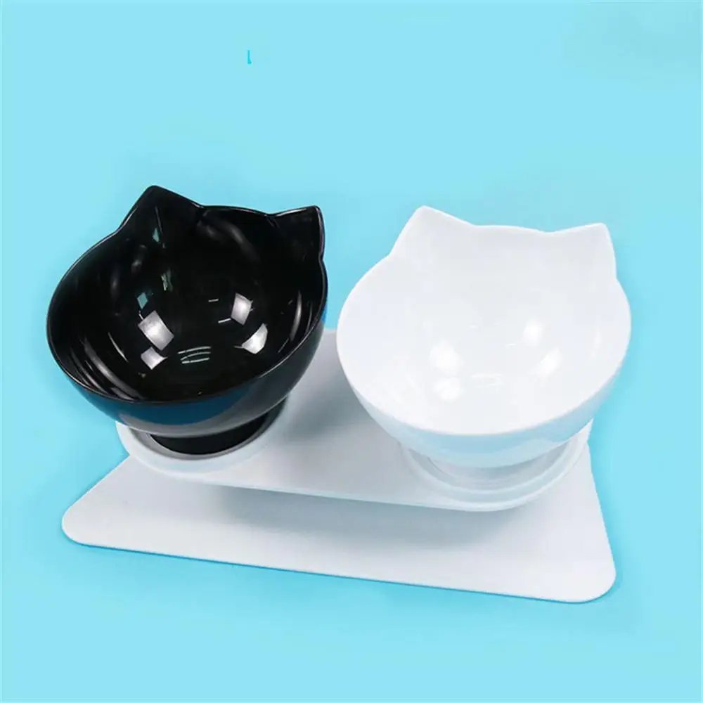 

Non-slip Cat Double Bowl With Raised Stand Protection Cervical Kitten Feeding Food Bowls Dog Feeder Puppy Drinking Water Dishes