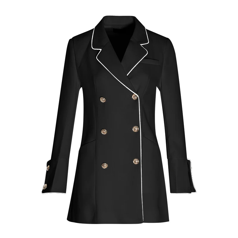 TWOTWINSTYLE/Белое элегантное женское пальто с длинными рукавами, двубортное, прямое, корейские пальто, Осеннее, модное, новое