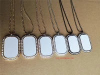 sublimation blank rounded rectangle necklaces pendants with drill necklace pendant hot tranfer printing consumable 15pcslot
