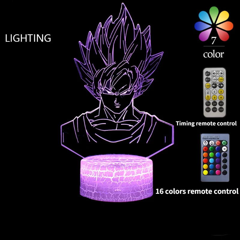 

Animation Peripherals Dragon Ball Goku Vegeta 3D Table Lamp Visual Three-dimensional Light Colorful Touch LED Night Light Gift