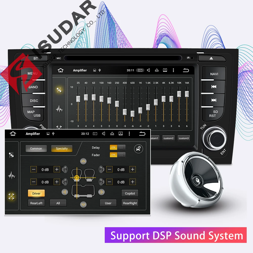 Isudar автомобильный мультимедийный плеер gps два Din Android 9 DVD Automotivo для Audi/A6/S6/RS6 радио FM