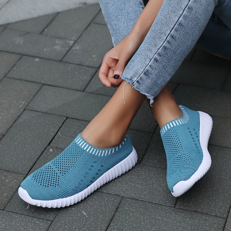 

Women Sneakers Shoes Woman white Sock Sneakers Slip On Knitted Vulcanized Shoes tennis Trainers Zapatillas Mujer Deportiva
