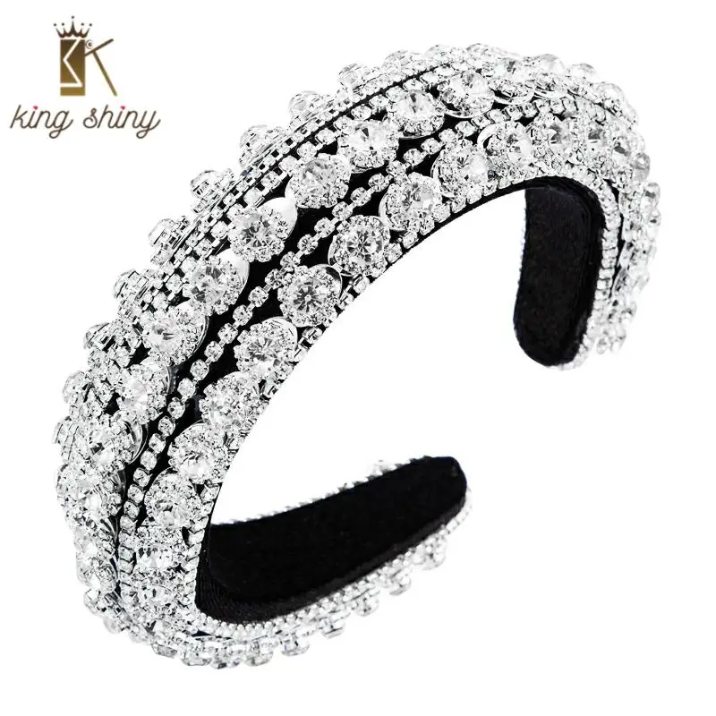

Gorgeous Full Sparkly Crystal Flower Headband for Woman Hand Made Metal Belt Rhinestone Hairband Woman Wedding Party Headpieces
