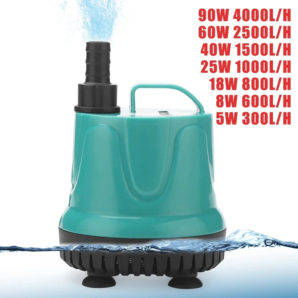 

10/18/25/45/60/85/105W 600-4500L/H Submersible Water Pump 220V Aquarium Fish Pond Tank Spout Marin Temperature Control Clean