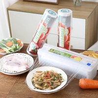 plastic food wrap dispenser with slide cutter adjustable cling film cutter preservation foil storage box with suction bottom