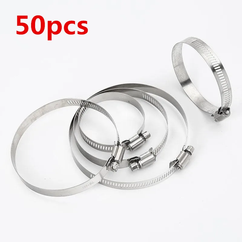 8mm ~ 120mm Stainless Steel Drive Hose Clamp Adjustable Tri Gear Worm Fuel Tube Line Water Pipe Fastener Fixed Clip Spring Hoops