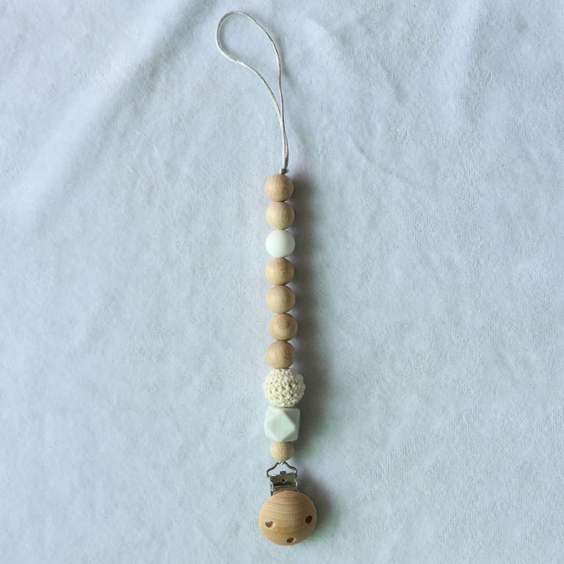 

Baby Pram Pendant Rattle Pacifier Chain Clip Bracelet Infants Wooden Teether Toy DXAD