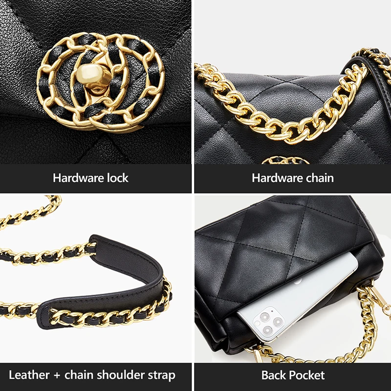 LAORENTOU Bobility Black Women's Bag Cow Leather Diamond Lattice Messenger Female Small Flap Shoulder Lady Mini Totes | Багаж и сумки