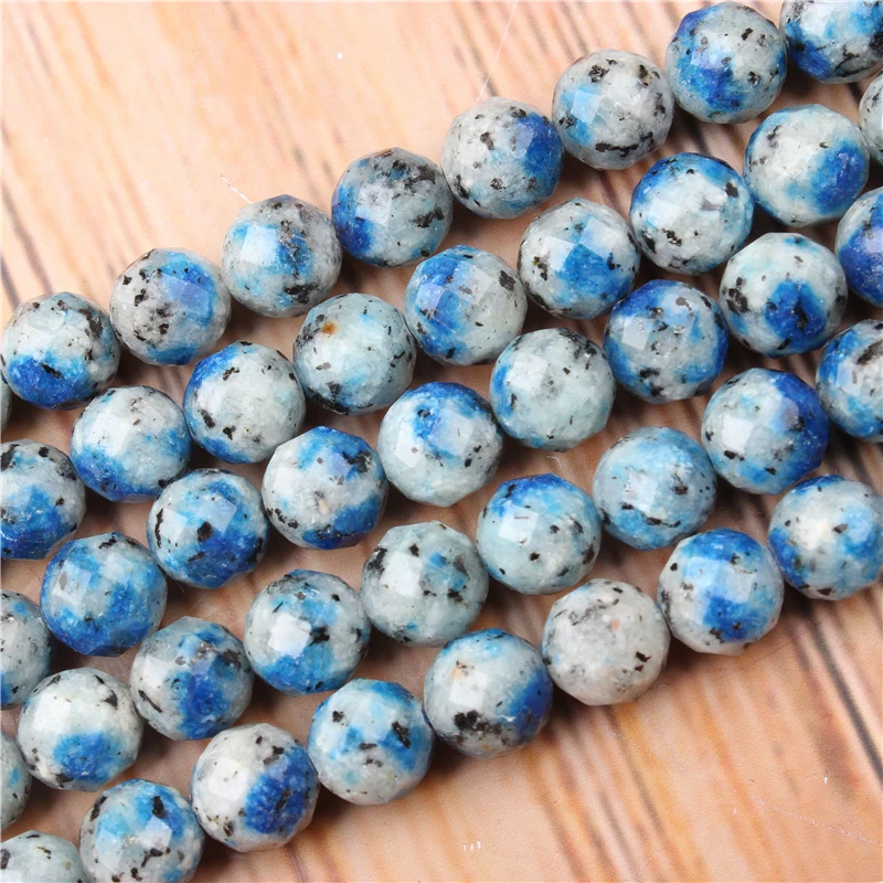 Оптовая продажа Smurfs граненая Круглая Бусина из натурального драгоценного камня