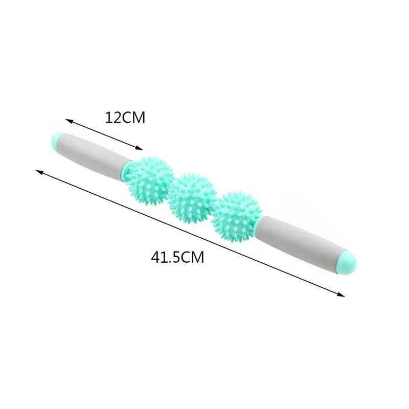 

Massage Yoga Roller Body Anti Cellulite Slimming Muscle Trigger Point 3 Spiny Balls Stick Relieve Stress Relax Sports Aid Tool