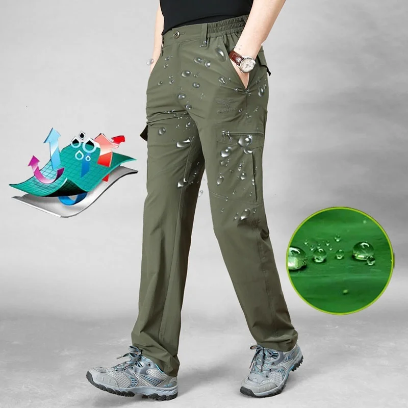 New Men Casual Cargo Pants Thin Quick Dry 2020 Spring Summer Male Waterproof Tactical Military Trousers Mens Outdoor Sweatpants | Мужская
