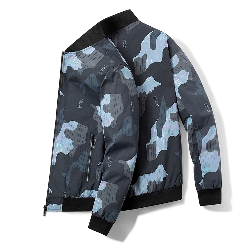 

Korean Men's Fashion Jackets High Street Print Casual Coats Spring Autumn Windbreaker Loose Camouflage Pilot Jacket Male 6XL 7XL