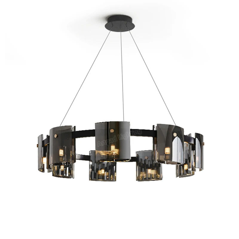 Современная подвесная люстра черная/медная лампа для гостиной