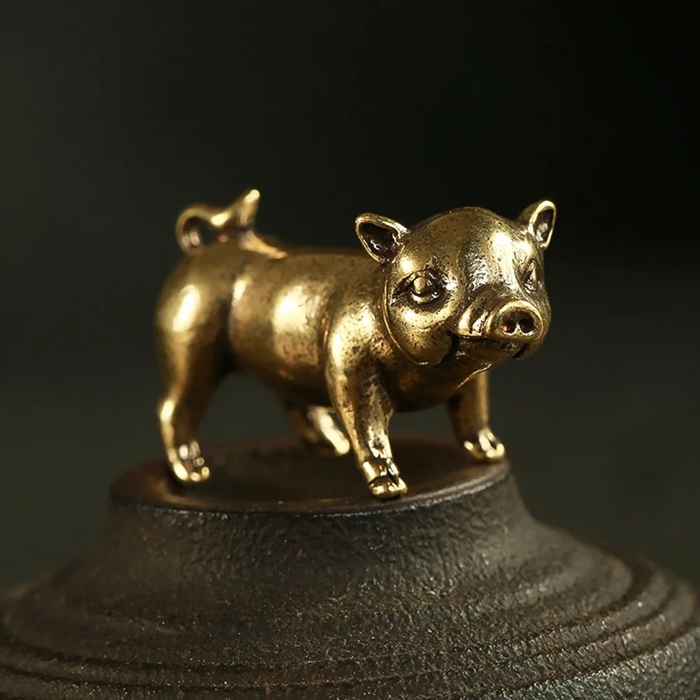 

Copper Pig Small Statue Ornaments Solid Brass Desktop Tea Pet Decorations Animal Miniatures Figurines Home Table Decor Crafts